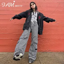 IAMHOTTY Grey Wide Leg Cargo Pants Grunge Drawstring Low Waist Baggy Jeans Y2K Oversize Denim Trouser Casual Sweatpants Joggers
IAMHOTTY Grey Wide Leg Cargo Pants Grunge Drawstring Low Waist Baggy Jeans Y2K Oversize Denim Trouser Casual Sweatpants Joggers