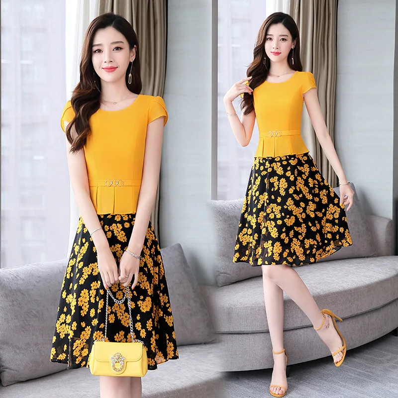 Chiffon Dress Women's Summer 2019 New Style Elegant Kuotaitai Slim Fit Mid-length Summer Floral Print Mock Two-Piece Suit Skirt 
Chiffon Dress Women's Summer 2019 New Style Elegant Kuotaitai Slim Fit Mid-length Summer Floral Print Mock Two-Piece Suit Skirt