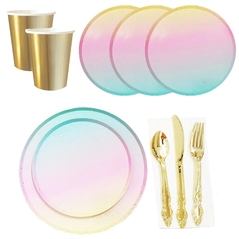 8pcs Disposable Tableware sets paper Plates/cups/straws Iridescent Wedding Birthday party rainbow Dish Eco-friendly Iridescent
8pcs Disposable Tableware sets paper Plates/cups/straws Iridescent Wedding Birthday party rainbow Dish Eco-friendly Iridescent