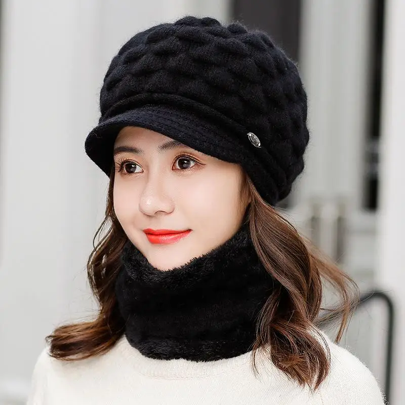 Hot 1 set Knitting Hats Neck ring set Synthetic Fur Winter Hat Warmers Rabbit fur Hat Scarf Set For Women
Hot 1 set Knitting Hats Neck ring set Synthetic Fur Winter Hat Warmers Rabbit fur Hat Scarf Set For Women