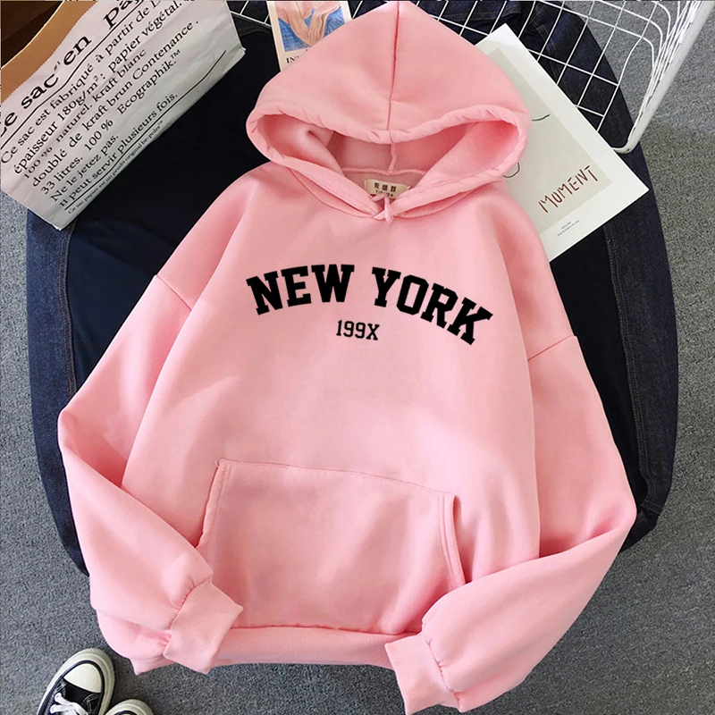 NEW Sweatshirts velvet winter Women's NEW YORK printing Hooded Female 2020 Cotton Thicken Warm Hoodies Lady Autumn Tops NEW Sweatshirts velvet winter Women's NEW YORK printing Hooded Female 2020 Cotton Thicken Warm Hoodies Lady Autumn Tops