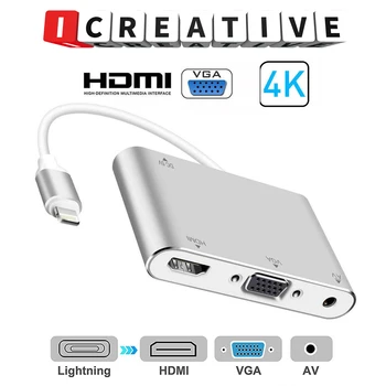 4 In 1 Converter for ios IPhone Lighting To HDMI VGA AV Audio Vidio Adapter 8 pin For iPhone X Xs Max XR For iPad Air Mini iPod
4 In 1 Converter for ios IPhone Lighting To HDMI VGA AV Audio Vidio Adapter 8 pin For iPhone X Xs Max XR For iPad Air Mini iPod