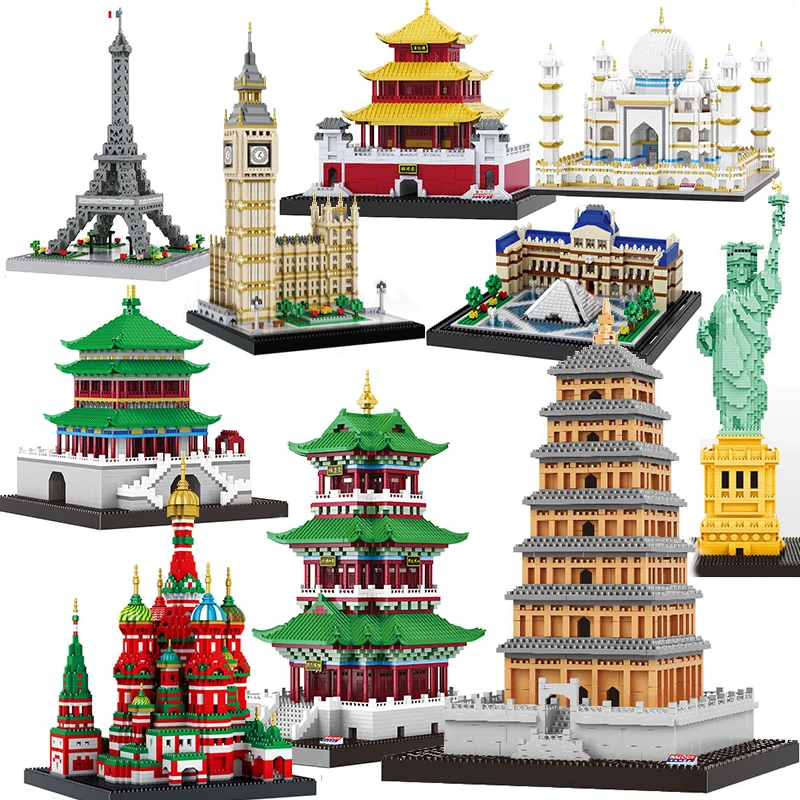 City Architecture Micro Building Blocks Eiffel Tower Big Ben Paris Taj Mahal Liberty Moscow Church Model Brick Educational Toys
City Architecture Micro Building Blocks Eiffel Tower Big Ben Paris Taj Mahal Liberty Moscow Church Model Brick Educational Toys