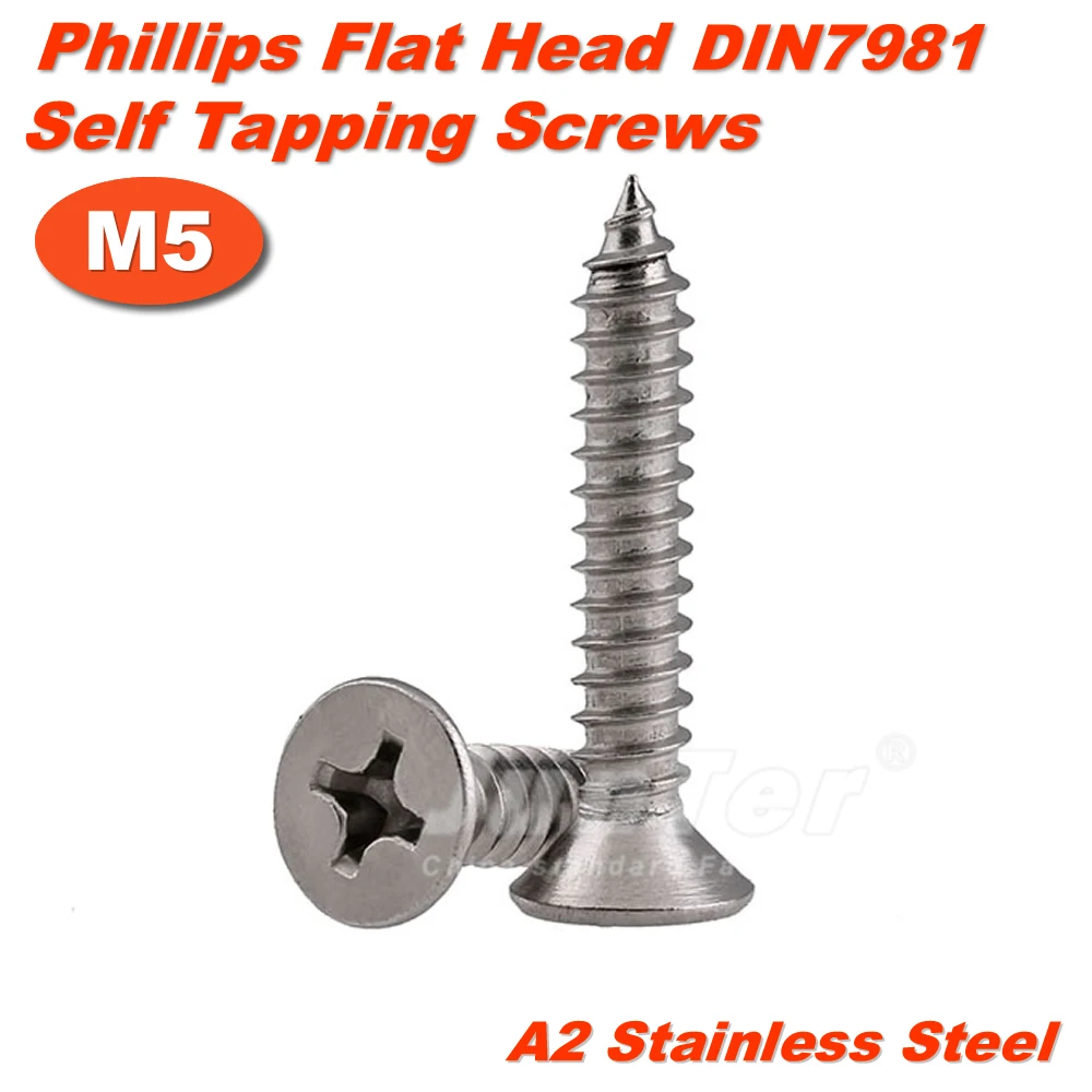 50pcs/lot M5(5mm) A2 Stainless Steel Phillips Cross Recessed Countersunk Self Tapping Screws DIN7982
50pcs/lot M5(5mm) A2 Stainless Steel Phillips Cross Recessed Countersunk Self Tapping Screws DIN7982