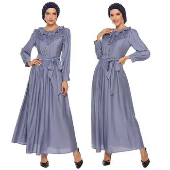 Muslim Maxi Dress Long Sleeve Ruffle Blue O-neck Robe Arab Jilbab For Women Lace Up With Belt Autumn Loose Dubai 2019 Fashion
Muslim Maxi Dress Long Sleeve Ruffle Blue O-neck Robe Arab Jilbab For Women Lace Up With Belt Autumn Loose Dubai 2019 Fashion