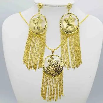 Dubai gold necklace earrings collection fashion Nigeria wedding African pearl jewelry collection Italian women's jewelry set
Dubai gold necklace earrings collection fashion Nigeria wedding African pearl jewelry collection Italian women's jewelry set