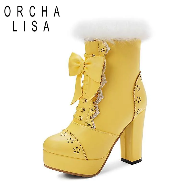 ORCHA LISA size 34-43 woman platform snow boots rabbit fur ankle boots in winter round toe shoes Lolita bowtie bipper booties
ORCHA LISA size 34-43 woman platform snow boots rabbit fur ankle boots in winter round toe shoes Lolita bowtie bipper booties