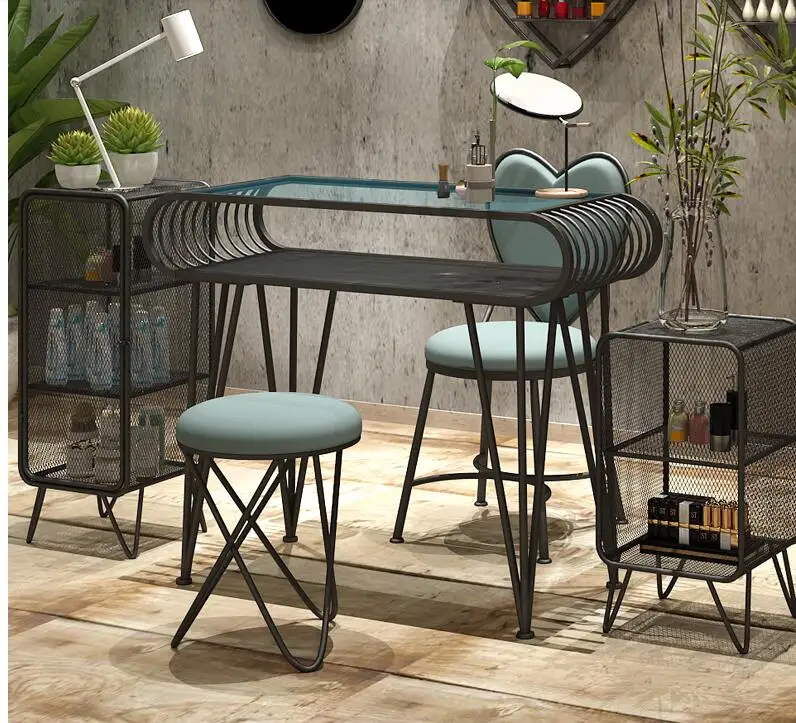 Net red ins black Nordic manicure table, table and chair set, iron art baking varnish, single double three person manicure table
Net red ins black Nordic manicure table, table and chair set, iron art baking varnish, single double three person manicure table