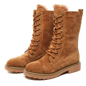 Brown Flat Platform Military Snow Boots Women Shoes Winter Warm Fur Fashion Round Toe Lace-up Pig Leather Boots Ladies Shoes 
Brown Flat Platform Military Snow Boots Women Shoes Winter Warm Fur Fashion Round Toe Lace-up Pig Leather Boots Ladies Shoes
