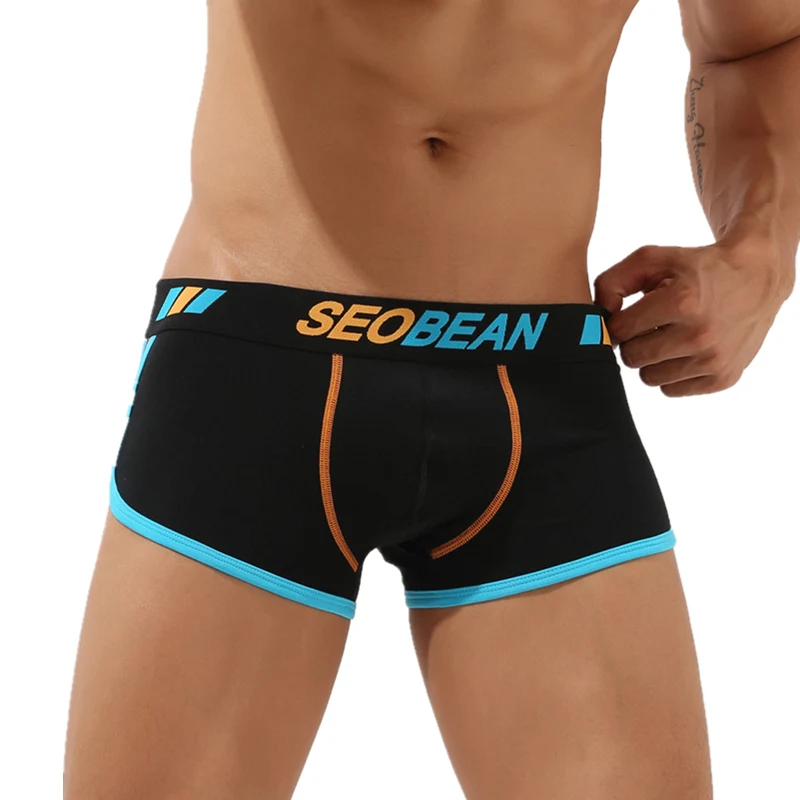 

SEOBEAN Brand Men's Underwear Breathable Boxers Cotton Male Panties U convex pouch Sexy Underpants Low-rise Men Boxer Shorts NEW