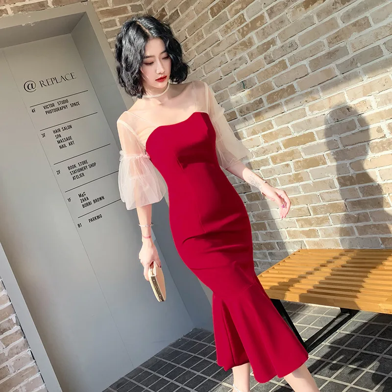 2020 Real Half Toast To The Bride New Style Air Show Slim Fishtail Wedding Back Door Dress Temperament Evening Female
2020 Real Half Toast To The Bride New Style Air Show Slim Fishtail Wedding Back Door Dress Temperament Evening Female
