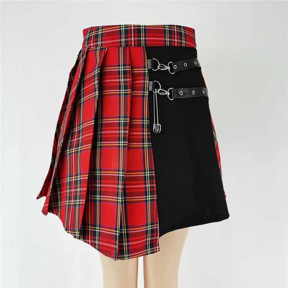 Gothic Style Plaid Irregular Skirts Women Asymmetrical High Waist Pleated Mini Skirts Female Punk Skirt Goth Skirt
Gothic Style Plaid Irregular Skirts Women Asymmetrical High Waist Pleated Mini Skirts Female Punk Skirt Goth Skirt