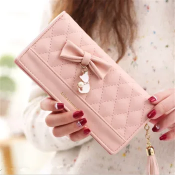 Women Clutch Wallet Female Purse Money Bag Leather Long Purse Card Holder Coin Phone Wallet Tassel Bow Cat Pendant Zipper Purses 
Women Clutch Wallet Female Purse Money Bag Leather Long Purse Card Holder Coin Phone Wallet Tassel Bow Cat Pendant Zipper Purses
