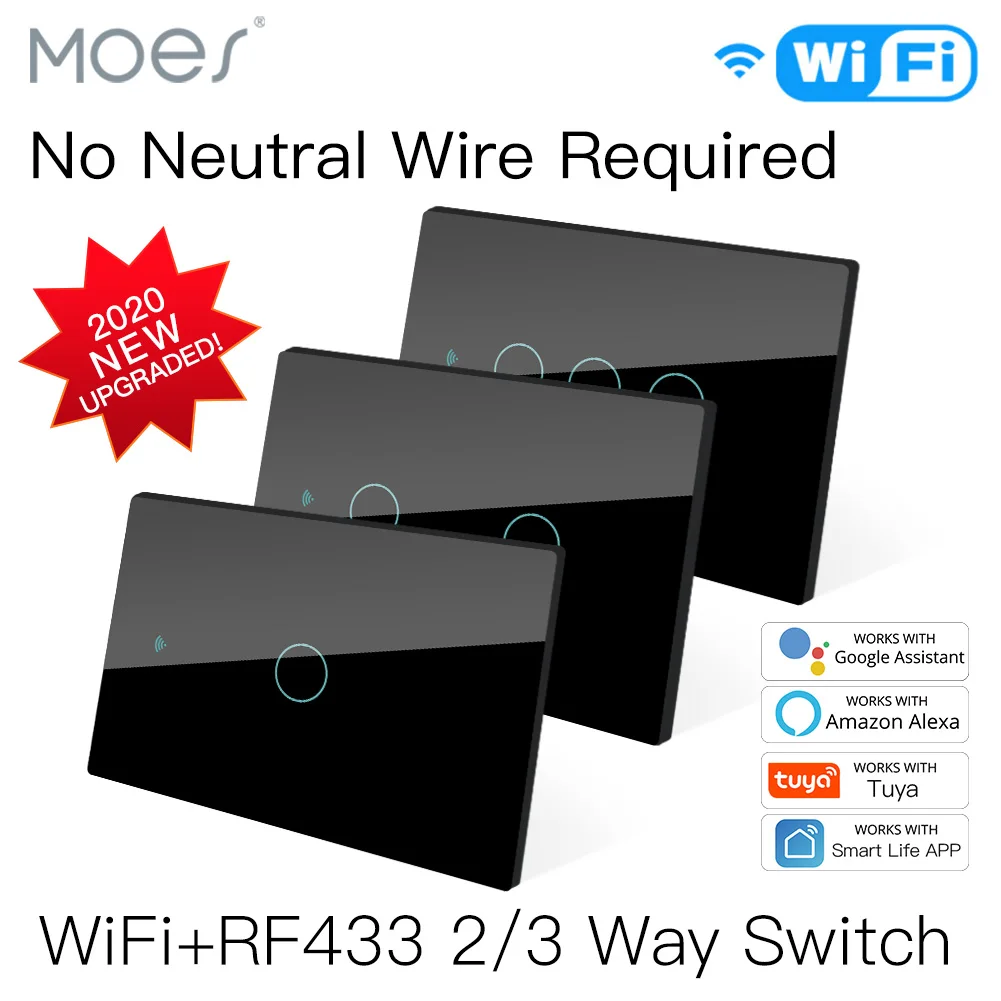 NEW WiFi Smart Light Switch RF433 No Neutral Wire Single Fire Smart Life Tuya App Control Works with Alexa Google Home 110V 220V
NEW WiFi Smart Light Switch RF433 No Neutral Wire Single Fire Smart Life Tuya App Control Works with Alexa Google Home 110V 220V
