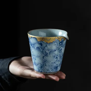 

Qingyun Moon Pitcher New Chinese-Style Household Large Fair Cup Hand Grip Tea Pot Ceramic Kung Fu Tea Set Tea Filter Chahai