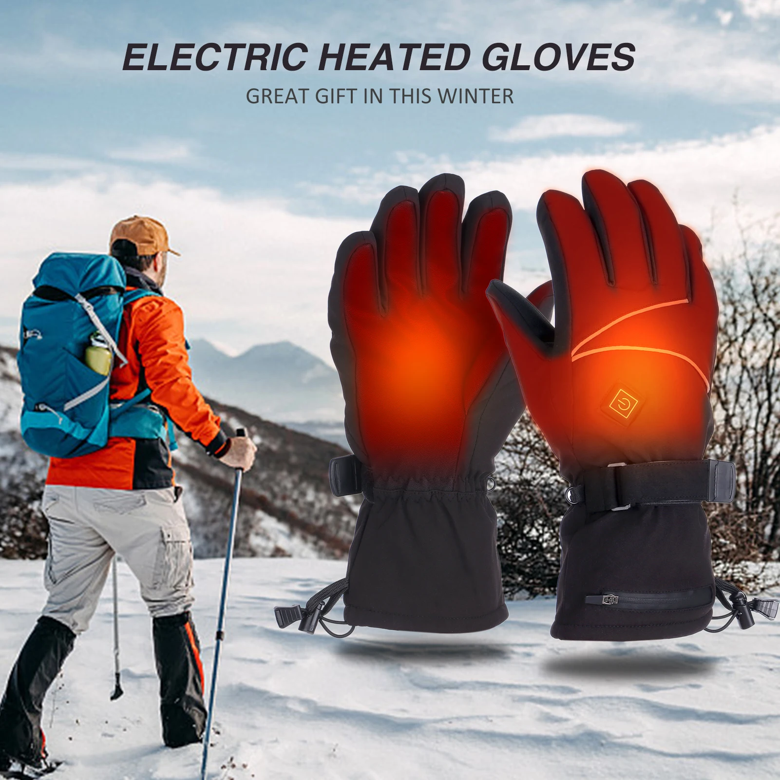 

Теплые зимние лыжные перчатки с сенсорным экраном для мужчин и женщин, перчатки с электрическим подогревом, теплые перчатки для улицы, пешего туризма, велоспорта