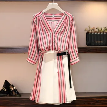Plus Size Women 2019 Casual Skirt 2 Piece Set Striped V-neck Single Breasted Shirt And Patchwork Skirt Suits Work Wear L-4xl
Plus Size Women 2019 Casual Skirt 2 Piece Set Striped V-neck Single Breasted Shirt And Patchwork Skirt Suits Work Wear L-4xl