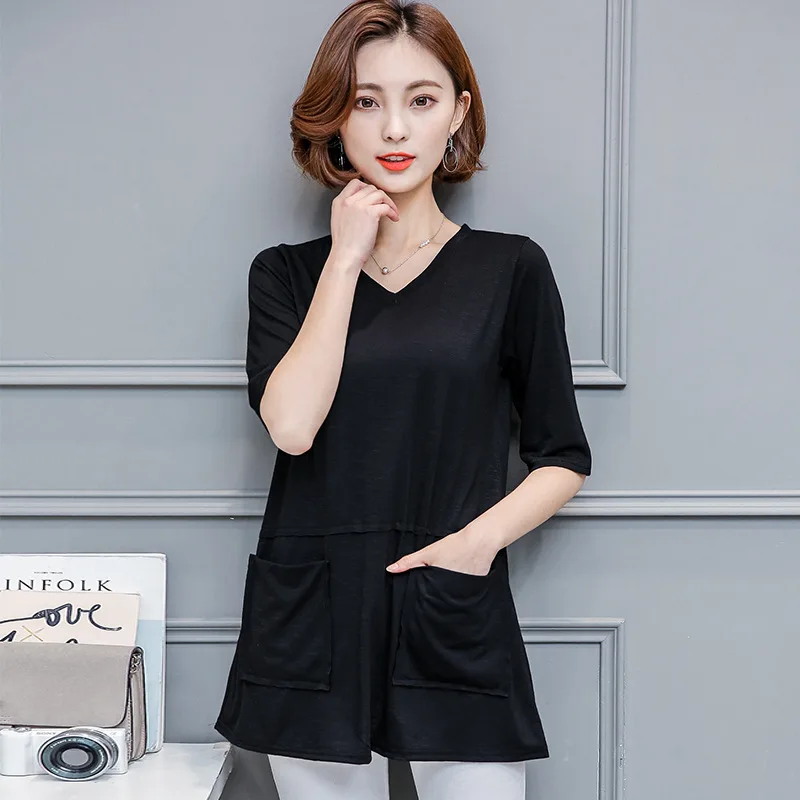2019 Summer Korean-Style New Style Solid Color Pocket T-shirt Loose And Plus-sized WOMEN'S Dress Spring And Autumn Slub Cotton L
2019 Summer Korean-Style New Style Solid Color Pocket T-shirt Loose And Plus-sized WOMEN'S Dress Spring And Autumn Slub Cotton L