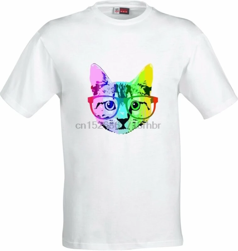PERSONALISED RAINBOW COLOURED CAT FACE FULL COLOR SUBLIMATION T SHIRT