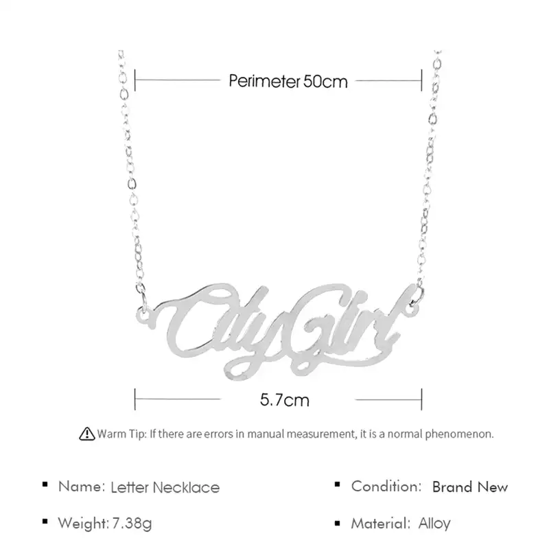 personalized city girl letter pendant necklace for women party