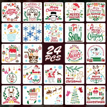 24-Pack (6x6 Inch) Christmas Stencils Painting and Drawing Stencil Template for Wood Slice Gift Card Floor Wall Tile
24-Pack (6x6 Inch) Christmas Stencils Painting and Drawing Stencil Template for Wood Slice Gift Card Floor Wall Tile
