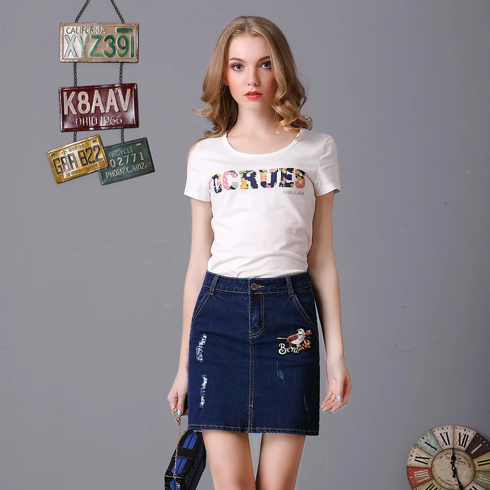 Special Offer Western Style Elasticity Large Size Skirt Embroidered Denim Skirt Slit Embroidery A- line Skirt
Special Offer Western Style Elasticity Large Size Skirt Embroidered Denim Skirt Slit Embroidery A- line Skirt