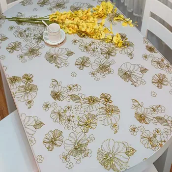 PVC Golden Watherproof Tablecloth Glass Soft Glass Table Cover Tarpaulin Restaurant Kitchen Table Mat Clear Pvc Table 1.8mm 
PVC Golden Watherproof Tablecloth Glass Soft Glass Table Cover Tarpaulin Restaurant Kitchen Table Mat Clear Pvc Table 1.8mm