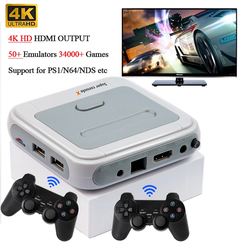 4K HD Retro Game Console HDMI Output Wifi Family Mini TV Video Game Player Support for PS1/DC/N64 40000+ Games 50+ Emulators
4K HD Retro Game Console HDMI Output Wifi Family Mini TV Video Game Player Support for PS1/DC/N64 40000+ Games 50+ Emulators