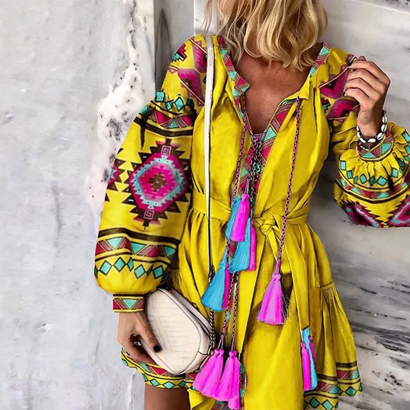 Print V Neck Sashes Geometric Color Block Vintage Dres Women Fall Lantern Sleeve Elegant Mini Holiday Dresses
Print V Neck Sashes Geometric Color Block Vintage Dres Women Fall Lantern Sleeve Elegant Mini Holiday Dresses
