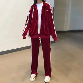 4 colors autumn women sets letter embroidery coat+wide leg pants korean loose women tracksuits women clothing set (X1006 
4 colors autumn women sets letter embroidery coat+wide leg pants korean loose women tracksuits women clothing set (X1006
