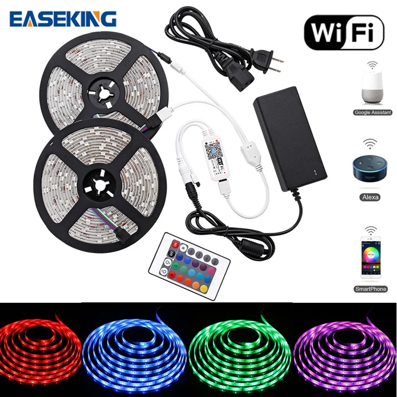 5050 LED Strip WIFI RGB 5M 10M RGB Led Color Changeable Flexible LED Strip Light 12v WIFI Remote Controller Smart Home Alex
5050 LED Strip WIFI RGB 5M 10M RGB Led Color Changeable Flexible LED Strip Light 12v WIFI Remote Controller Smart Home Alex