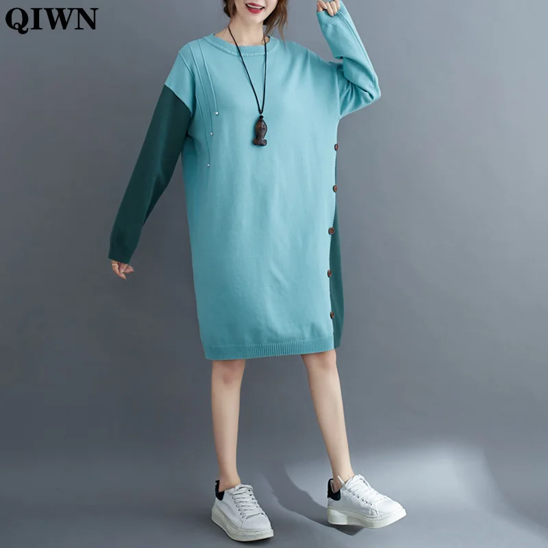 Women Long Sleeve Sweater Dress Plus Size Loose Autumn Winter Dress Female Vintage O-Neck A-Line Short Knitted Dresses 2020 New
Women Long Sleeve Sweater Dress Plus Size Loose Autumn Winter Dress Female Vintage O-Neck A-Line Short Knitted Dresses 2020 New