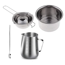 

4 Set Stainless Steel Double Boiler Long Handle Wax Melting Pot, Pitcher & Mixing Spoon Candle Soap Making, DIY Scented Candle H