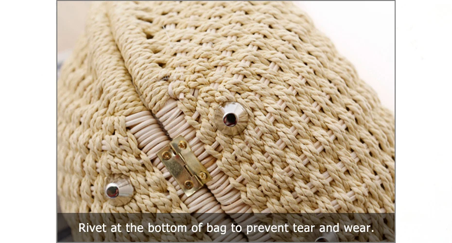 Shell-Style Round Wicker Handbag - Designer Rattan Crossbody Summer Purse 11