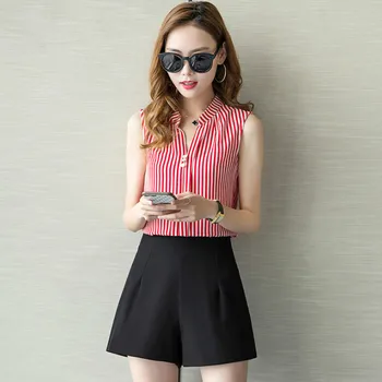 New 2020 Summer Women Fashion Casual 2 Piece Female Striped Sleeveless Blouse Top + High Waist Shorts Office Wear Sets Suit W89
New 2020 Summer Women Fashion Casual 2 Piece Female Striped Sleeveless Blouse Top + High Waist Shorts Office Wear Sets Suit W89