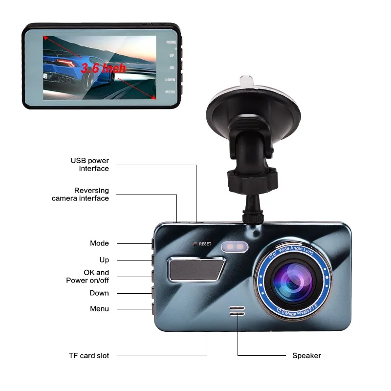Автомобильный видеорегистратор 3 в 1 двойная камера заднего вида автомобильная