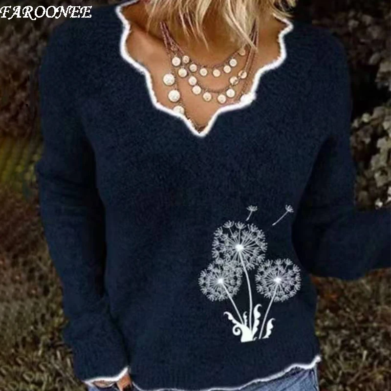 Faroonee 2021 New Fashion Women Knitted Sweater V-Neck Slim Petal Collar Shirt Dandelion Elastic Embroidery Casual Pullover
Faroonee 2021 New Fashion Women Knitted Sweater V-Neck Slim Petal Collar Shirt Dandelion Elastic Embroidery Casual Pullover