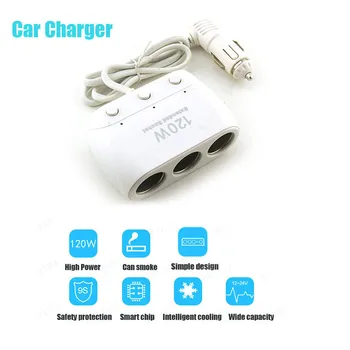 New White 120w Car Adapter 3 Socket Dc Outlet Power Charger Splitter Extender Internal Smart Ic System Smart Circuit#LR1
New White 120w Car Adapter 3 Socket Dc Outlet Power Charger Splitter Extender Internal Smart Ic System Smart Circuit#LR1
