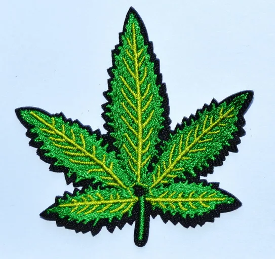 

(5 pcs) Green Pot leaf tobacco Five Leaves boho hippie retro applique iron on patch ( about 6.4 * 6.4 cm)