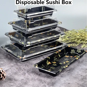 50pcs Disposable sushi boxes covered in gold leaf color contain high-end sushi boxes
50pcs Disposable sushi boxes covered in gold leaf color contain high-end sushi boxes
