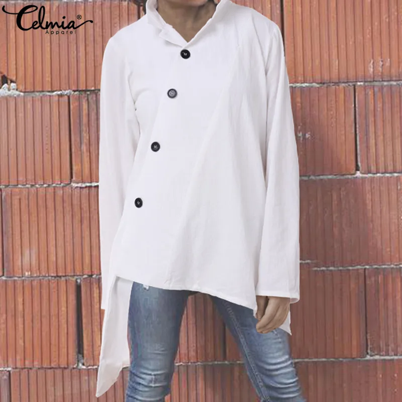 Celmia 2020 Asymmetrical Tunic Tops Plus Size Retro Women Blouse Autumn Chemise Long Sleeve Shirt Female Pockets Button Blusas
Celmia 2020 Asymmetrical Tunic Tops Plus Size Retro Women Blouse Autumn Chemise Long Sleeve Shirt Female Pockets Button Blusas