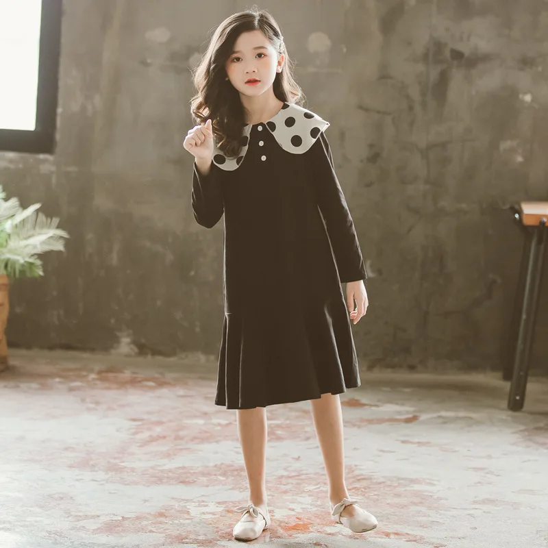 Korean-style Girls Dress 2019 Autumn Big Kid Dress Large Lapel Ruffle Hem Fishtail Skirt Long-sleeved Dress 6805
Korean-style Girls Dress 2019 Autumn Big Kid Dress Large Lapel Ruffle Hem Fishtail Skirt Long-sleeved Dress 6805