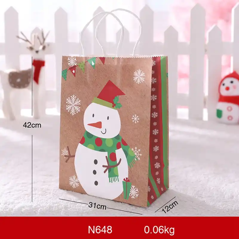 christmas gift holders tote bags kraft paper gift wrapping bags