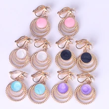 2019 nuevos pendientes salvajes de personalidad con clip en la oreja de diamante de imitación geométricos minimalistas populares(China)