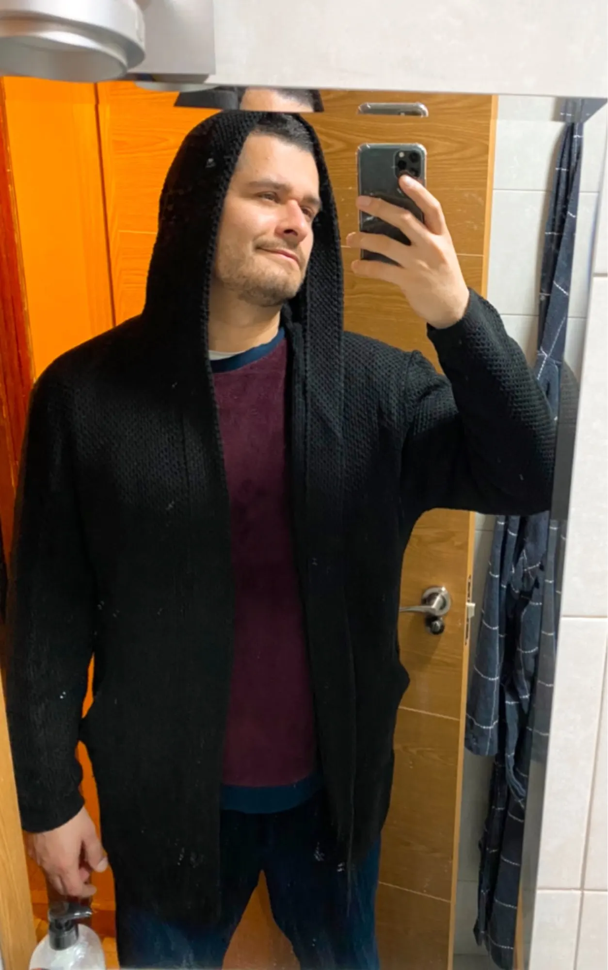 Fashion Mens Sweater Cardigan Men Mid Length Hooded Cardigans Spring