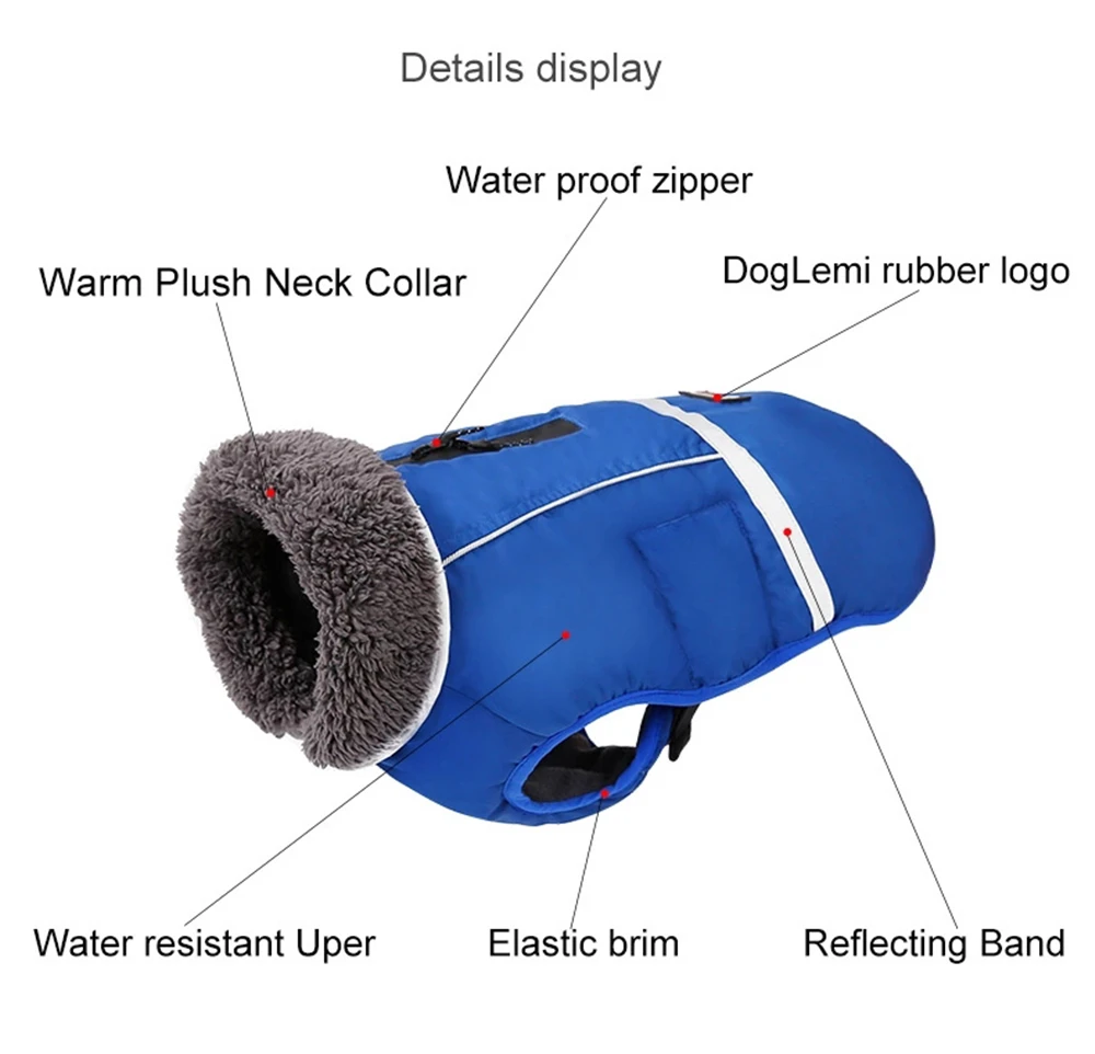 9 Dogs Pets Clothing Jacket Winter Waterproof Raincoat Soft Cotton Blanket Coat for Large Dogs and Small Dog Clothes Glowing Light