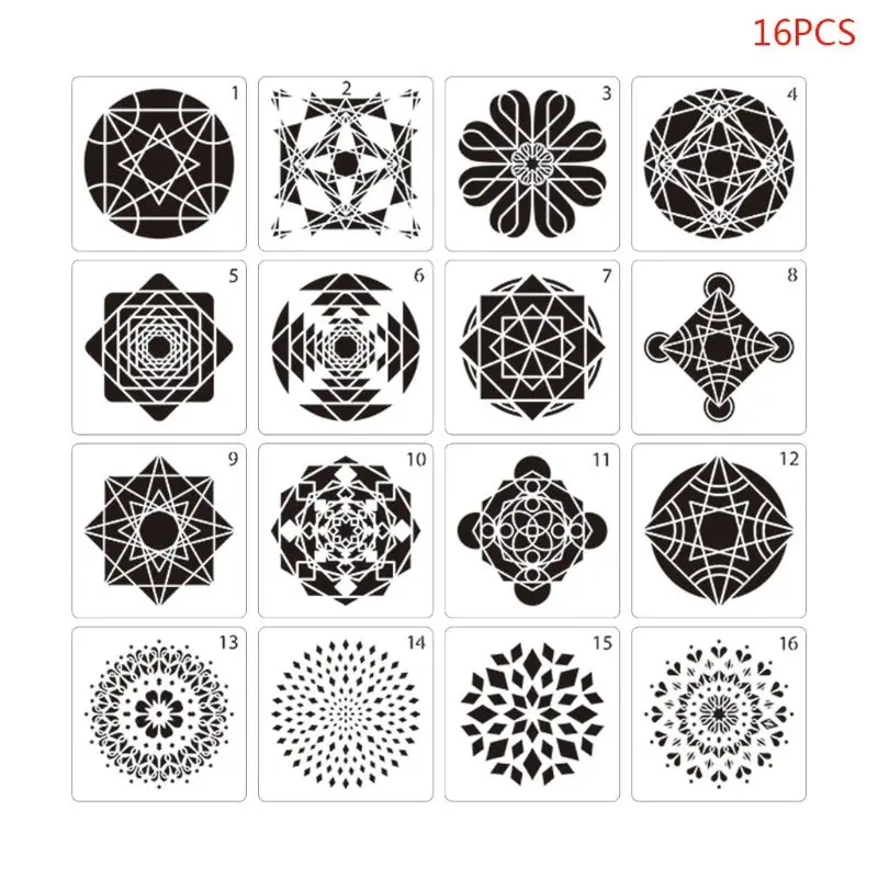 16pcs/set Mandala Stencil Drawing Template Ruler for Painting Board DIY Album 87HD
16pcs/set Mandala Stencil Drawing Template Ruler for Painting Board DIY Album 87HD