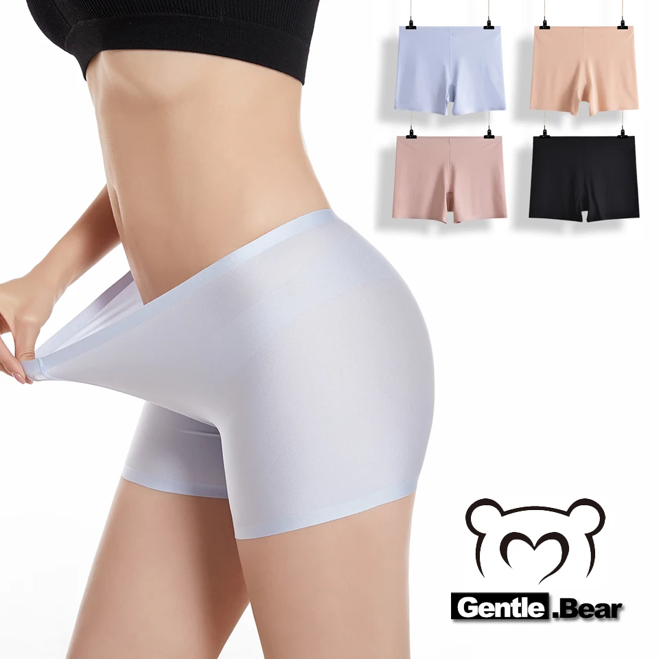 

Gentle.Bear Ice Silk Shorts Women's Seamless Safety Pants High Waist Plus Size Underwear Women Anti Friction Skirt Boxer Panties