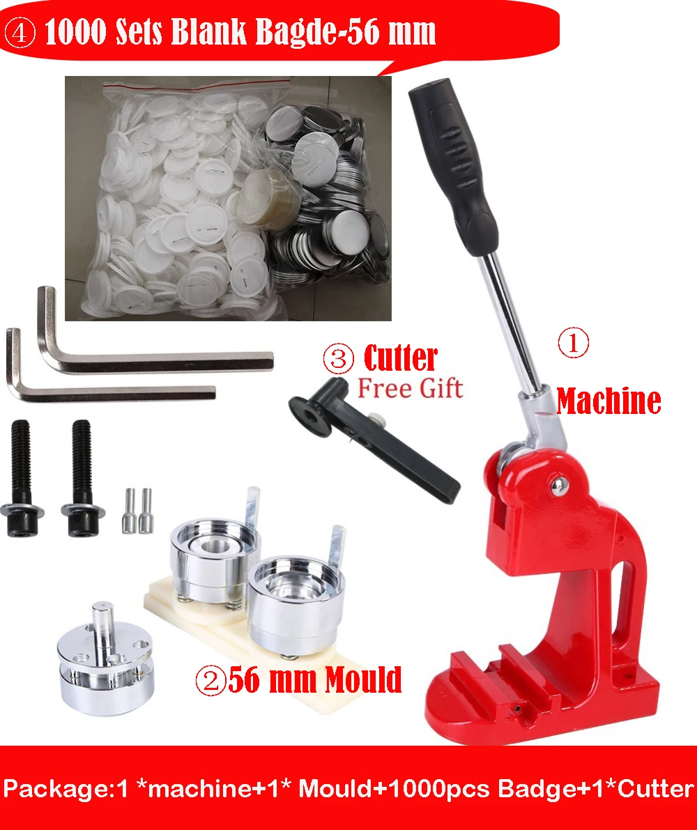 1000sets 56mm Pin Button Badge Parts Raw Material with 56mm Button Badge Mould and Button Badge Machine Business Sets
1000sets 56mm Pin Button Badge Parts Raw Material with 56mm Button Badge Mould and Button Badge Machine Business Sets