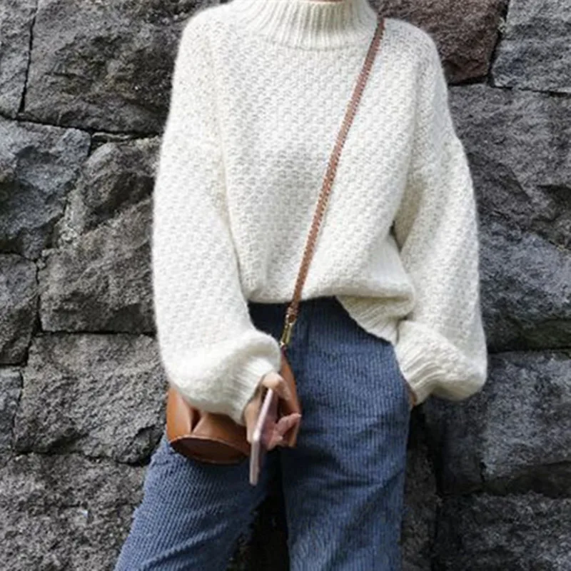 smpevrg new High-end series temperament beige white pullover sweater thick lazy puff sleeves high collar wool sweater women wear
smpevrg new High-end series temperament beige white pullover sweater thick lazy puff sleeves high collar wool sweater women wear
